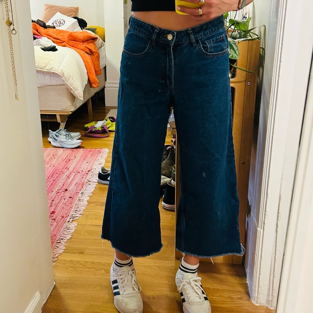 TRF ZARA wide leg dark wash jeans